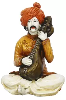eCraftIndia 7 5 Inch Rajasthani Men Musician Playing Sitar Handcrafted DECORative Polyresin Showpiece