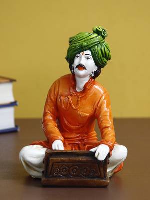eCraftIndia 7 5 Inch Rajasthani Men Musician Playing Harmonium Handcrafted DECORative Polyresin Showpiece 1