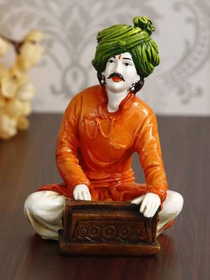 eCraftIndia 7 5 Inch Rajasthani Men Musician Playing Harmonium Handcrafted DECORative Polyresin Showpiece 2