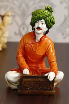 eCraftIndia 7 5 Inch Rajasthani Men Musician Playing Harmonium Handcrafted DECORative Polyresin Showpiece