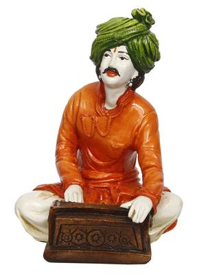 eCraftIndia 7 5 Inch Rajasthani Men Musician Playing Harmonium Handcrafted DECORative Polyresin Showpiece 3