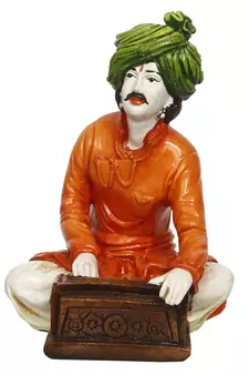 eCraftIndia 7 5 Inch Rajasthani Men Musician Playing Harmonium Handcrafted DECORative Polyresin Showpiece