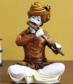eCraftIndia 7 5 Inch Rajasthani Men Musician Playing Flute Handcrafted DECORative Polyresin Showpiece