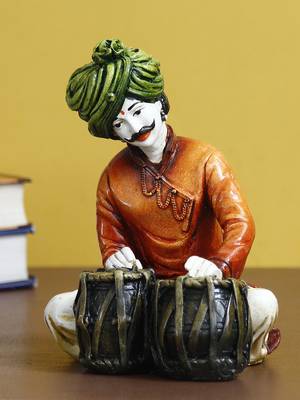 eCraftIndia 7 5 Inch Rajasthani Men Musician Playing Tabla Handcrafted DECORative Polyresin Showpiece 1