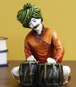 eCraftIndia 7 5 Inch Rajasthani Men Musician Playing Tabla Handcrafted DECORative Polyresin Showpiece