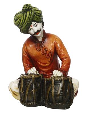 eCraftIndia 7 5 Inch Rajasthani Men Musician Playing Tabla Handcrafted DECORative Polyresin Showpiece 3
