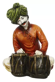 eCraftIndia 7 5 Inch Rajasthani Men Musician Playing Tabla Handcrafted DECORative Polyresin Showpiece