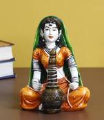 eCraftIndia 6 7 Inch Rajasthani Lady Preparing Makkhan Handcrafted DECORative Polyresin Showpiece