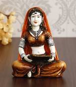 7 Inch Rajasthani Lady Cleaning Grains Using Traditional Techniques Handcrafted DECORative Polyresin Showpiece