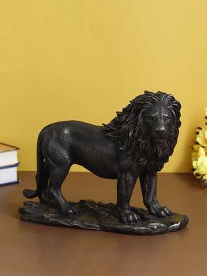 eCraftIndia Carved Brave Lion Cold Cast Bronze Resin DECORative Animal Figurine Showpiece 1