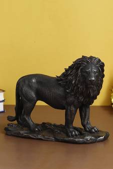 eCraftIndia Carved Brave Lion Cold Cast Bronze Resin DECORative Animal Figurine Showpiece