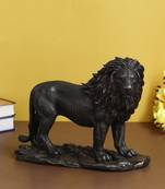 eCraftIndia Carved Brave Lion Cold Cast Bronze Resin DECORative Animal Figurine Showpiece