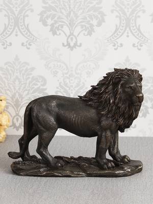 eCraftIndia Carved Brave Lion Cold Cast Bronze Resin DECORative Animal Figurine Showpiece 2