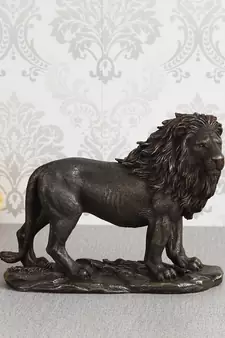 eCraftIndia Carved Brave Lion Cold Cast Bronze Resin DECORative Animal Figurine Showpiece
