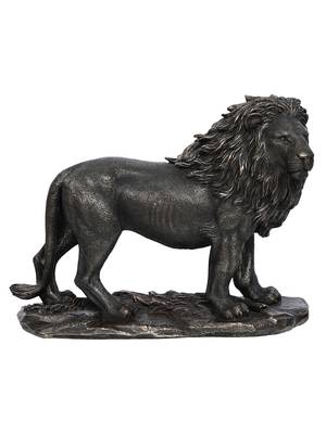 eCraftIndia Carved Brave Lion Cold Cast Bronze Resin DECORative Animal Figurine Showpiece 3