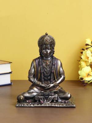 eCraftIndia Meditating Lord Hanuman Idol Cold Cast Bronze Resin DECORative Figurine 1