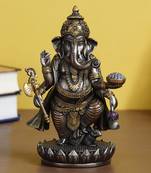 eCraftIndia 4 Bhujadhari Lord Ganesha Premium Idol Cold Cast Bronze Resin DECORative Figurine