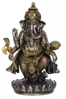 eCraftIndia 4 Bhujadhari Lord Ganesha Premium Idol Cold Cast Bronze Resin DECORative Figurine