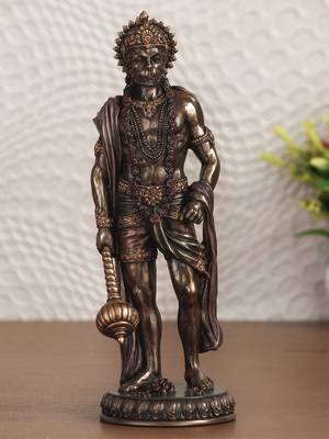 eCraftIndia Standing Lord Hanuman Idol with Gada Mace Cold Cast Bronze Resin DECORative Figurine 1