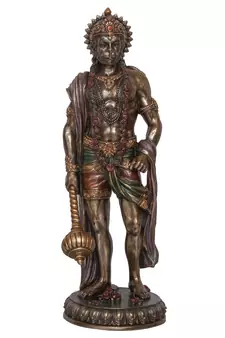 eCraftIndia Standing Lord Hanuman Idol with Gada Mace Cold Cast Bronze Resin DECORative Figurine