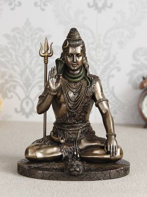 eCraftIndia Blessing Lord Shiva Cold Cast Bronze Resin DECORative Figurine 2