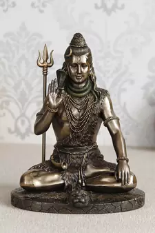 eCraftIndia Blessing Lord Shiva Cold Cast Bronze Resin DECORative Figurine