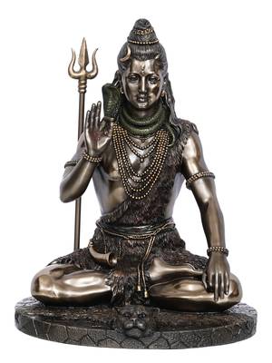 eCraftIndia Blessing Lord Shiva Cold Cast Bronze Resin DECORative Figurine 3