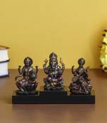 eCraftIndia Ganesha Laxmi Saraswari on Base Cold Cast Bronze Resin DECORative Figurine