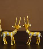 eCraftIndia Set of 2 Engraved Golden Deer Handcrafted DECORative Metal Figurine