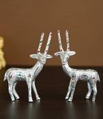 eCraftIndia Set of 2 Engraved Silver Deer Handcrafted DECORative Metal Figurine
