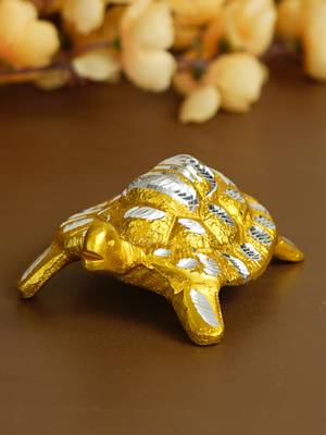 eCraftIndia Golden Engraved Tortoise Feng Shui Handcrafted DECORative Metal Showpiece 1