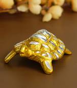 eCraftIndia Golden Engraved Tortoise Feng Shui Handcrafted DECORative Metal Showpiece