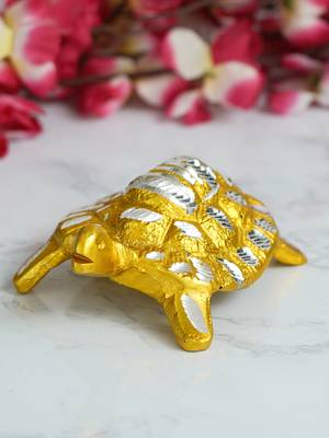 eCraftIndia Golden Engraved Tortoise Feng Shui Handcrafted DECORative Metal Showpiece 2