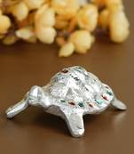 eCraftIndia Silver Engraved Tortoise Feng Shui Handcrafted DECORative Metal Showpiece