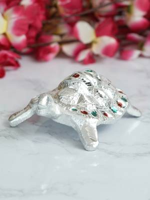 eCraftIndia Silver Engraved Tortoise Feng Shui Handcrafted DECORative Metal Showpiece 2