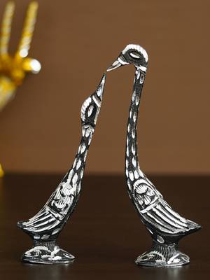 eCraftIndia 7 Inch Black Kissing Swan Couple Handcrafted DECORative Figurine 1