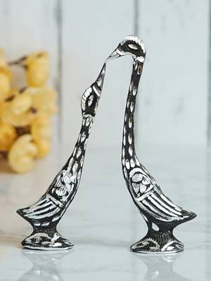 eCraftIndia 7 Inch Black Kissing Swan Couple Handcrafted DECORative Figurine 2