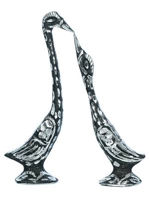 eCraftIndia 7 Inch Black Kissing Swan Couple Handcrafted DECORative Figurine 3