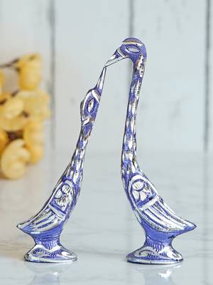 eCraftIndia 7 Inch Blue Kissing Swan Couple Handcrafted DECORative Figurine 2