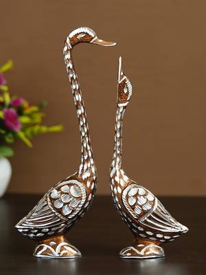 eCraftIndia 10 5 Inch Brown Kissing Swan Couple Handcrafted DECORative Figurine 1