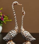 eCraftIndia 10 5 Inch Brown Kissing Swan Couple Handcrafted DECORative Figurine