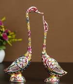 eCraftIndia 10 5 Inch Coloful Kissing Swan Couple Handcrafted DECORative Figurine