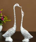 eCraftIndia 10 5 Inch Silver Kissing Swan Couple Handcrafted DECORative Figurine