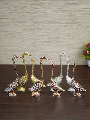 eCraftIndia Set of Four 10 5 Inch Silver Kissing Swan Couple Handcrafted DECORative Figurine 1