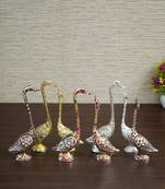 eCraftIndia Set of Four 10 5 Inch Silver Kissing Swan Couple Handcrafted DECORative Figurine