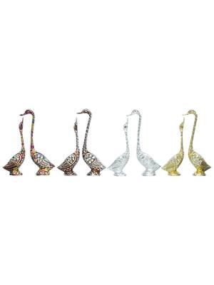 eCraftIndia Set of Four 10 5 Inch Silver Kissing Swan Couple Handcrafted DECORative Figurine 3