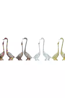 eCraftIndia Set of Four 10 5 Inch Silver Kissing Swan Couple Handcrafted DECORative Figurine