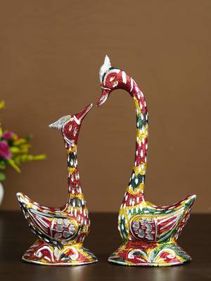 eCraftIndia 12 Inch Coloful Kissing Swan Couple Handcrafted DECORative Figurine 1
