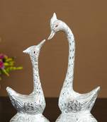eCraftIndia 12 Inch Silver Kissing Swan Couple Handcrafted DECORative Figurine