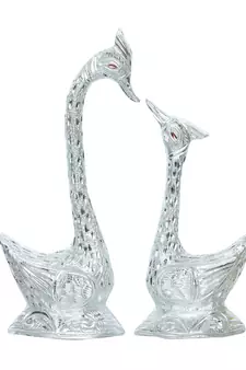 eCraftIndia 12 Inch Silver Kissing Swan Couple Handcrafted DECORative Figurine